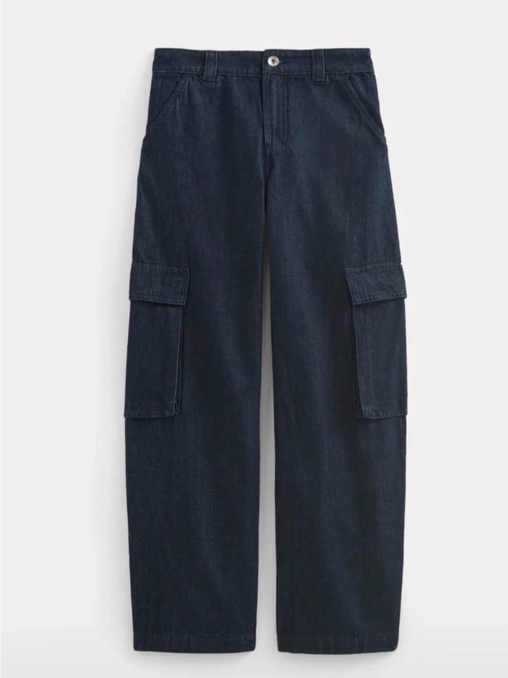 Everlane Dark Denim Cargo Pants - mid rise